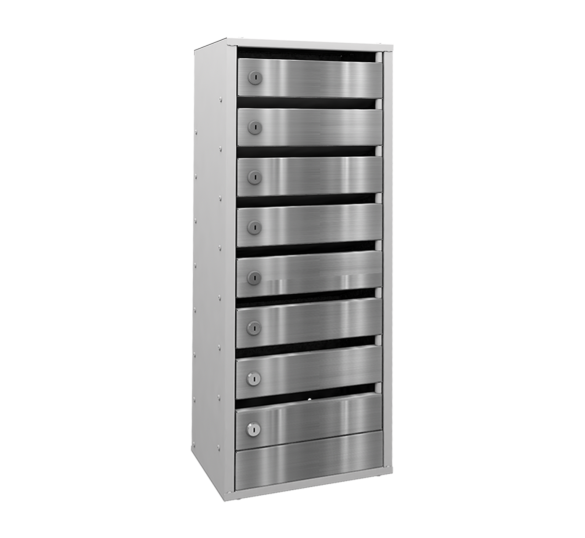 8-и секционный почтовый ящик «Омега» с дверцами из нержавеющей стали 